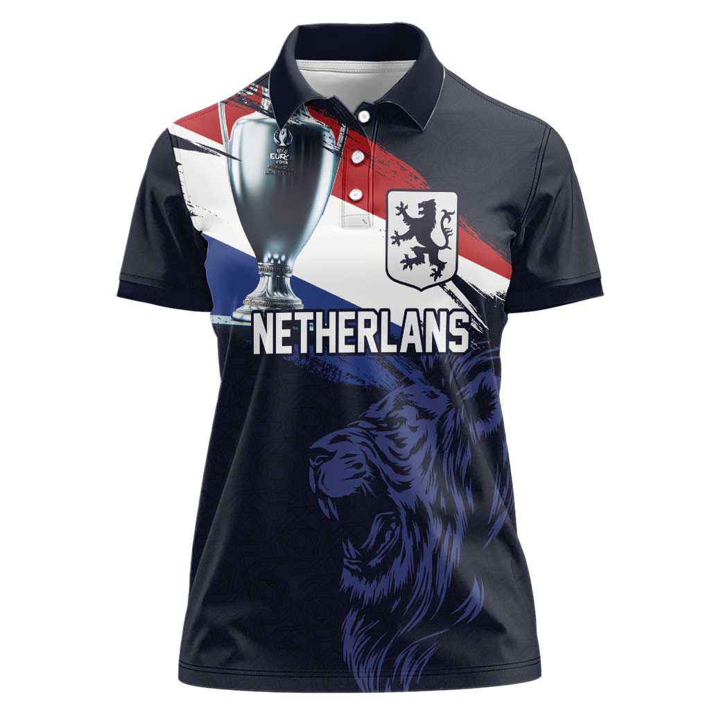 Custom Netherlands Football 2024 Road To The Champion Women Polo Shirt Oranje Holland Clockwork Orange The Flying Away Color