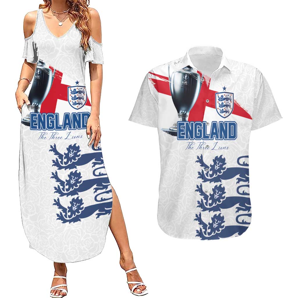 Custom England Football 2024 Road To The Champion Couples Matching Summer Maxi Dress and Hawaiian Shirt - Wonder Print Shop