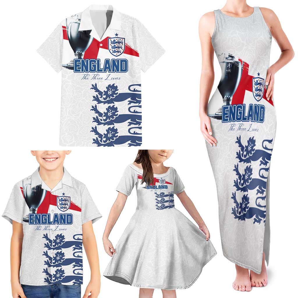 Custom England Football 2024 Road To The Champion Family Matching Tank Maxi Dress and Hawaiian Shirt - Wonder Print Shop