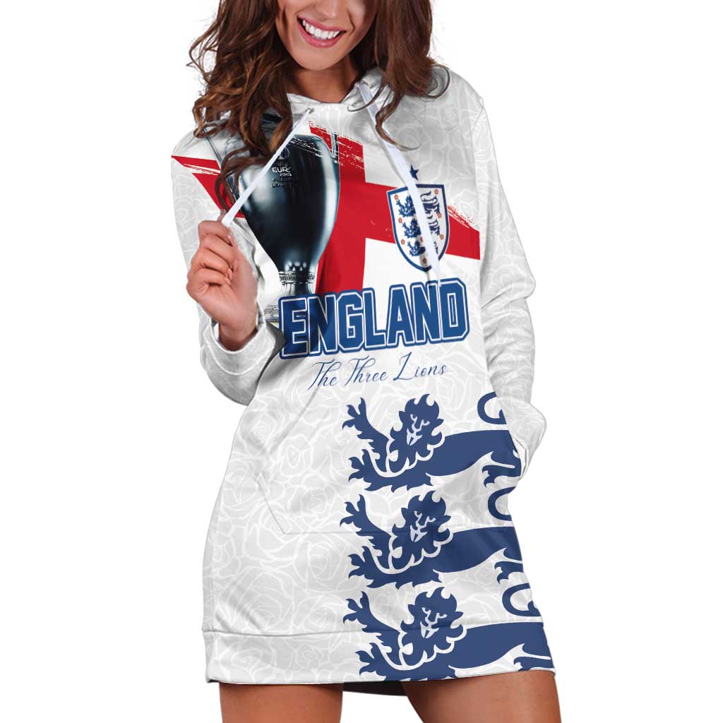 Custom England Football 2024 Road To The Champion Hoodie Dress - Wonder Print Shop