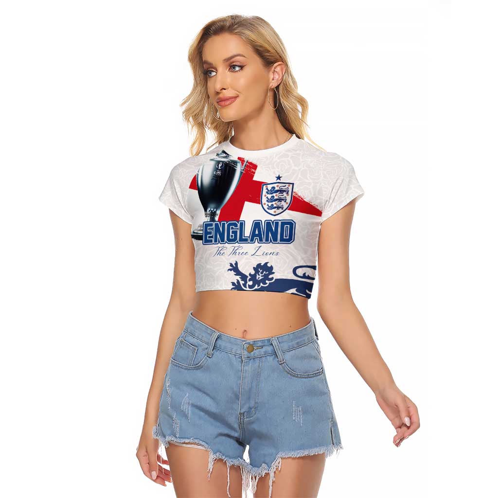 Custom England Football 2024 Road To The Champion Raglan Cropped T Shirt