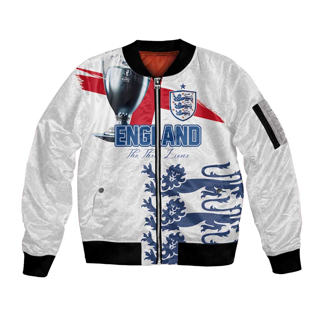 Custom England Football 2024 Road To The Champion Sleeve Zip Bomber Jacket