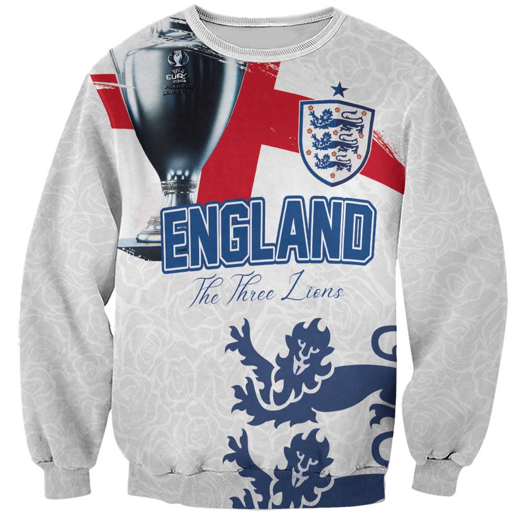 Unisex white England football sweatshirt with large 'ENGLAND' graphic and three lions