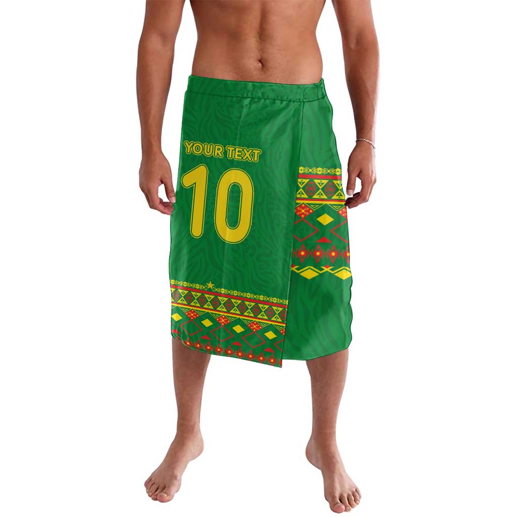 Custom Cameroon Football Lavalava Tribal Motifs Green Color - Wonder Print Shop