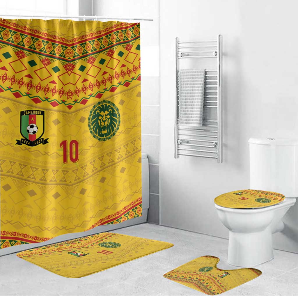 Custom Cameroon Football Bathroom Set Tribal Motifs Yellow Color - Wonder Print Shop