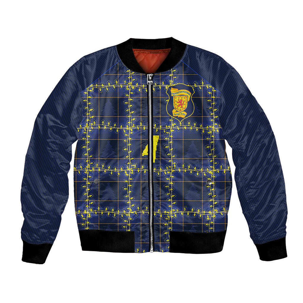 Scotland Football Custom Bomber Jacket Traditional Scottish Tartan Patterns - Christmas Style