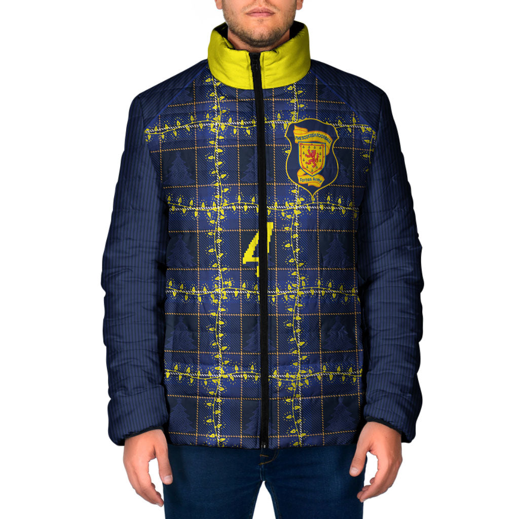 Scotland Football Custom Padded Jacket Traditional Scottish Tartan Patterns - Christmas Style