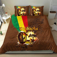 Deep brown coffee-themed bedding set featuring Ethiopia coffee graphic; duvet and 2 pillow shams.