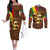 Ethiopia Culture - Proud of Coffee Couples Matching Off The Shoulder Long Sleeve Dress and Long Sleeve Button Shirt