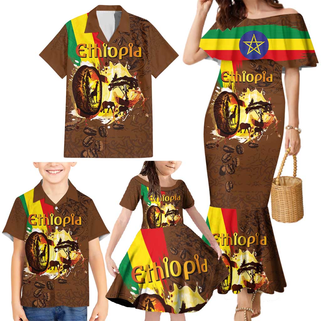 Ethiopia Culture - Proud of Coffee Family Matching Mermaid Dress and Hawaiian Shirt