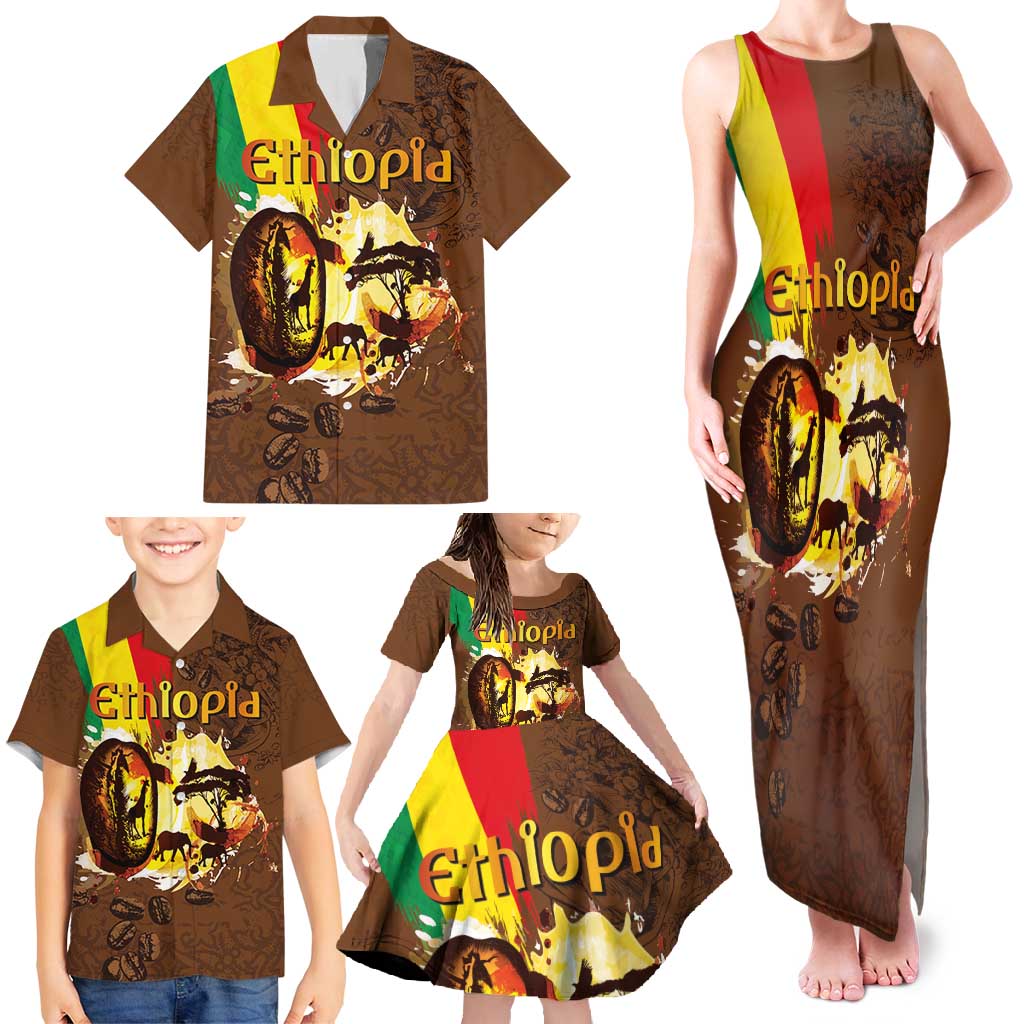 Ethiopia Culture - Proud of Coffee Family Matching Tank Maxi Dress and Hawaiian Shirt