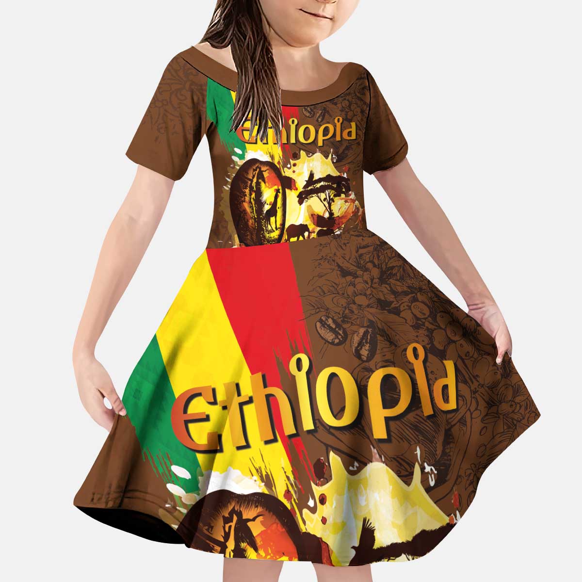 Ethiopia Culture - Proud of Coffee Kid Short Sleeve Dress