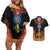 Ethiopia Culture Couples Matching Off Shoulder Short Dress and Hawaiian Shirt Lion of Judah with The Star Seal - Dashiki Style