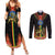 Ethiopia Culture Couples Matching Summer Maxi Dress and Long Sleeve Button Shirt Lion of Judah with The Star Seal - Dashiki Style