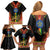 Ethiopia Culture Family Matching Off Shoulder Short Dress and Hawaiian Shirt Lion of Judah with The Star Seal - Dashiki Style