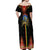 Ethiopia Culture Off Shoulder Maxi Dress Lion of Judah with The Star Seal - Dashiki Style