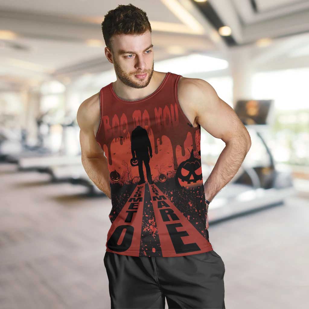 Halloween Nightmare Men Tank Top Pumpkin-faced Jack O Lantern With a Scary Smile Blood Vibe - Wonder Print Shop