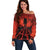 Halloween Nightmare Off Shoulder Sweater Pumpkin-faced Jack O Lantern With a Scary Smile Blood Vibe - Wonder Print Shop