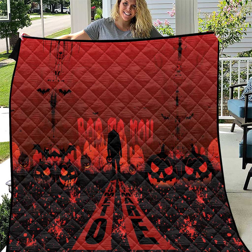 Halloween Nightmare Quilt Pumpkin-faced Jack O Lantern With a Scary Smile Blood Vibe