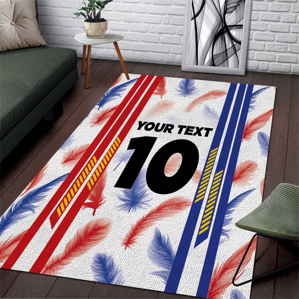 Custom Philippines champions football jersey area rug with red, white, and blue design