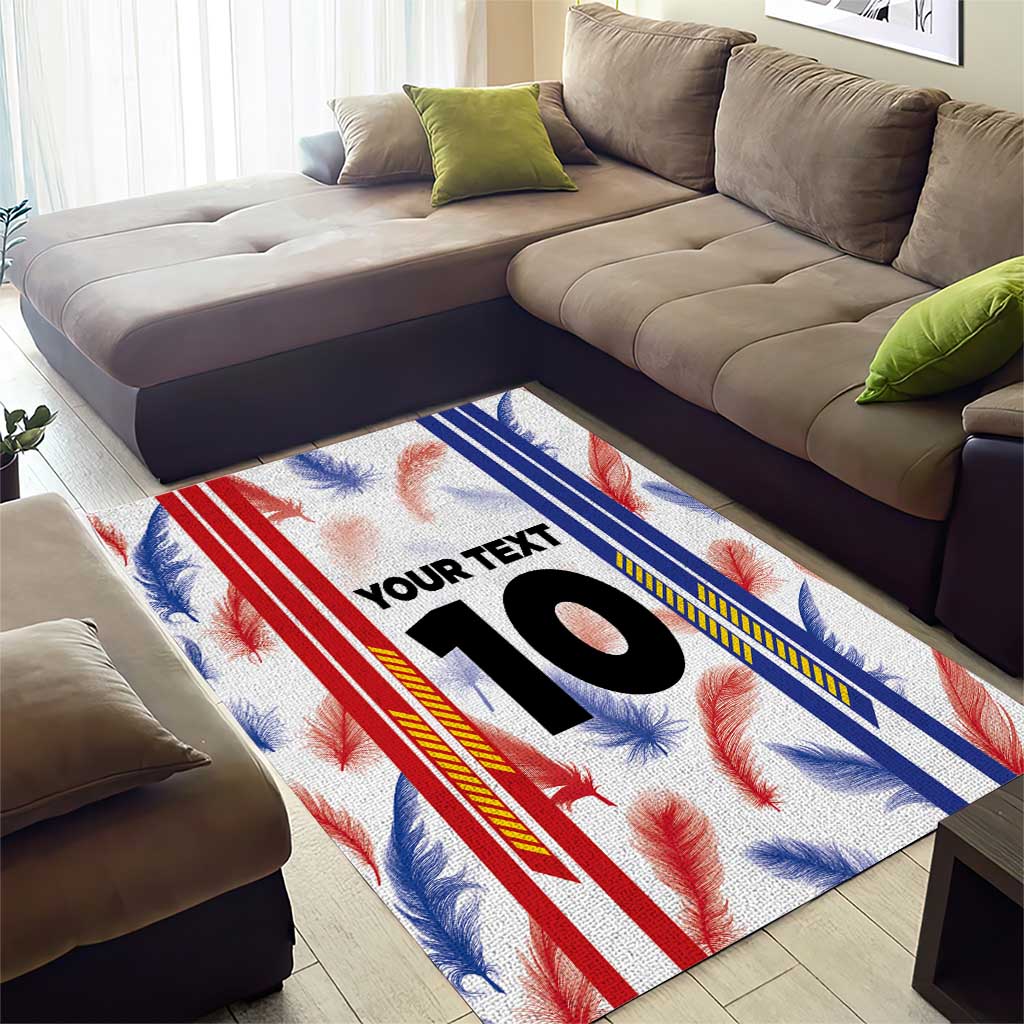Custom Philippines champions football jersey area rug with large number graphic and stripes