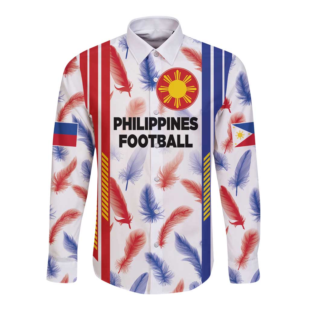 Long-sleeve white football jersey, front view with Philippines emblem and football text