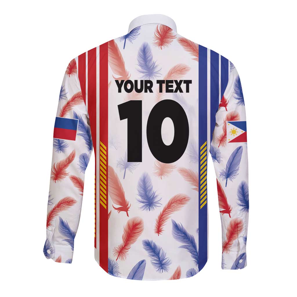 Long-sleeve white football jersey, back view with number 10 and feather print