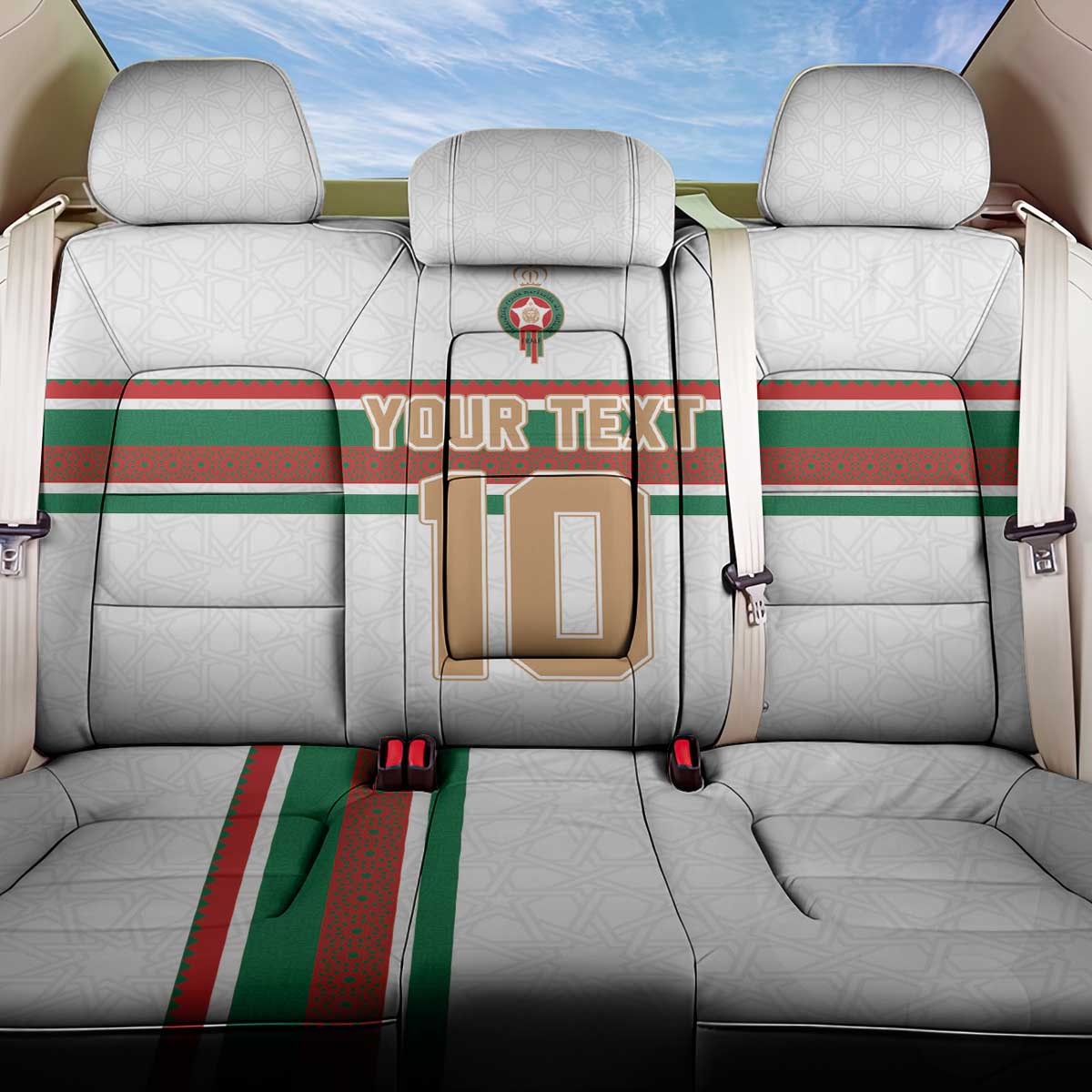 Custom Morocco Football Back Car Seat Cover The Roar of Atlas Lions