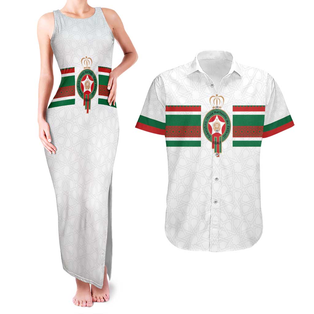 Custom Morocco Football Couples Matching Tank Maxi Dress and Hawaiian Shirt The Roar of Atlas Lions