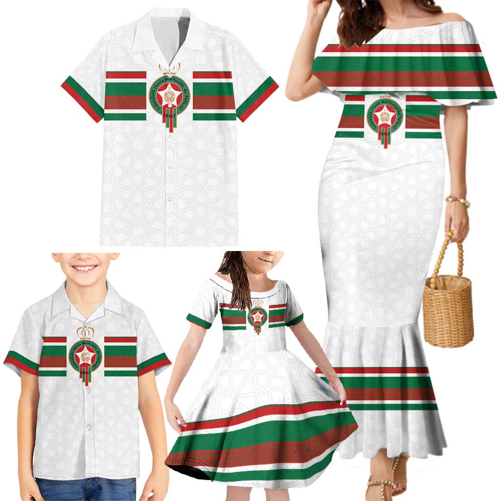 Custom Morocco Football Family Matching Mermaid Dress and Hawaiian Shirt The Roar of Atlas Lions