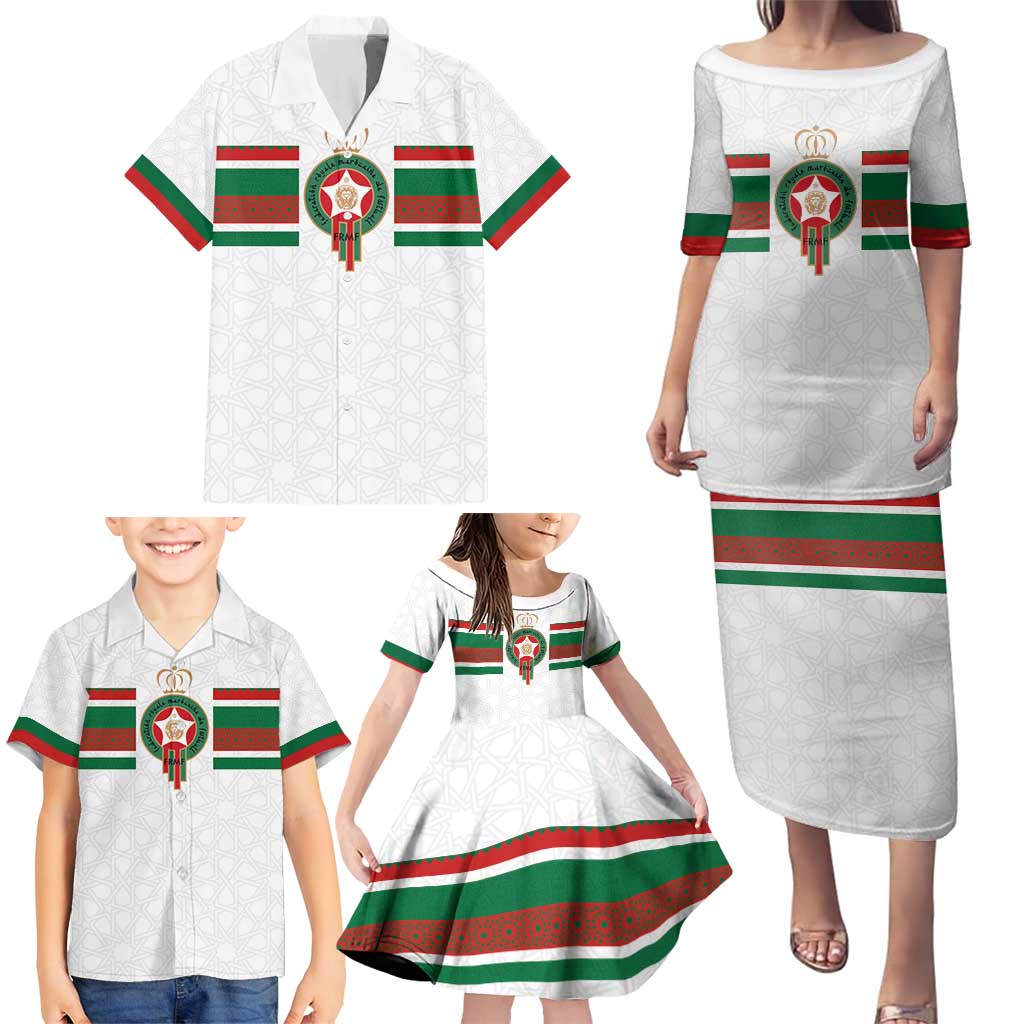 Custom Morocco Football Family Matching Puletasi and Hawaiian Shirt The Roar of Atlas Lions