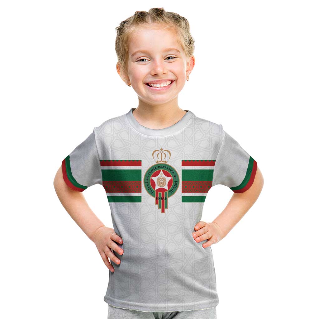 Custom Morocco Football Kid T Shirt The Roar of Atlas Lions