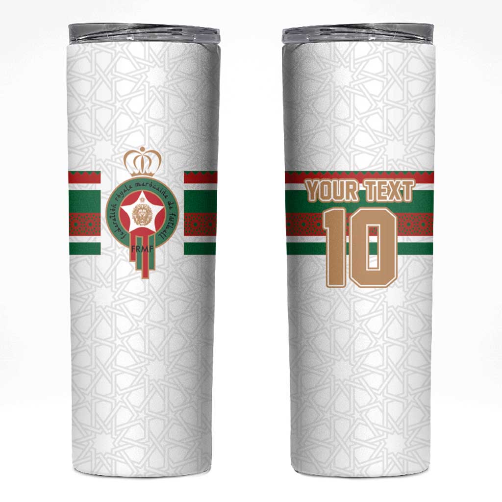 Custom Morocco Football Skinny Tumbler The Roar of Atlas Lions - Wonder Print Shop