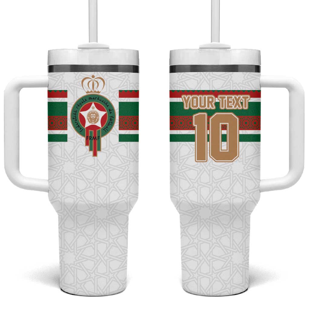 Custom Morocco Football Tumbler With Handle The Roar of Atlas Lions - Wonder Print Shop