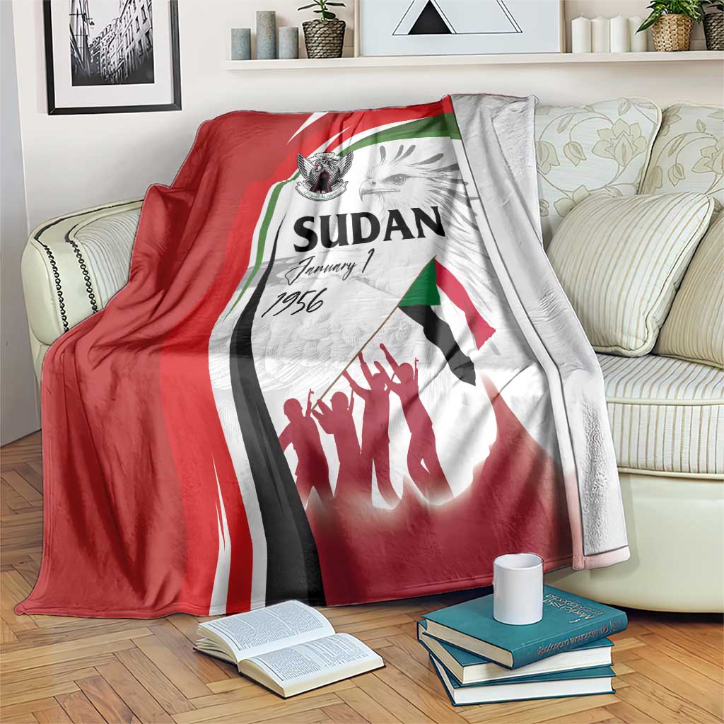 Sudan Independence Day blanket with red, white, and green flag design and “SUDAN” print.