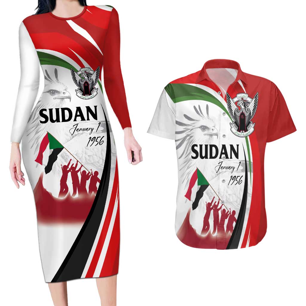 Sudan Independence Day Couples Matching Long Sleeve Bodycon Dress and Hawaiian Shirt Victory is Ours - Soldiers of the Homeland - Wonder Print Shop