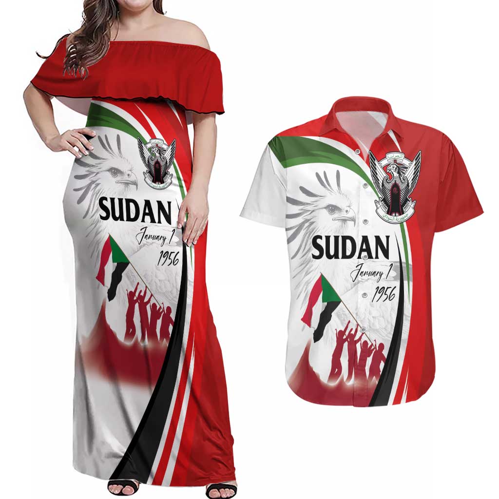 Sudan Independence Day Couples Matching Off Shoulder Maxi Dress and Hawaiian Shirt Victory is Ours - Soldiers of the Homeland - Wonder Print Shop