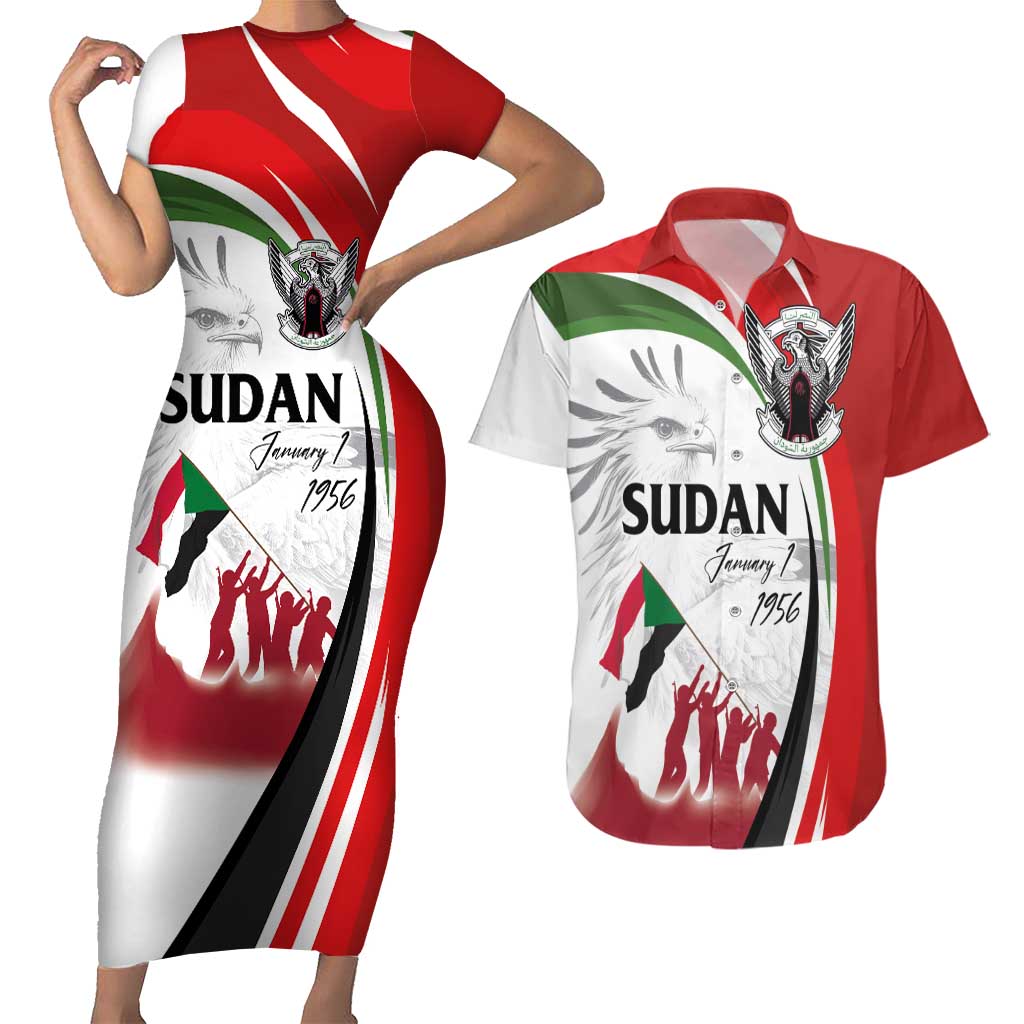 Sudan Independence Day Couples Matching Short Sleeve Bodycon Dress and Hawaiian Shirt Victory is Ours - Soldiers of the Homeland - Wonder Print Shop