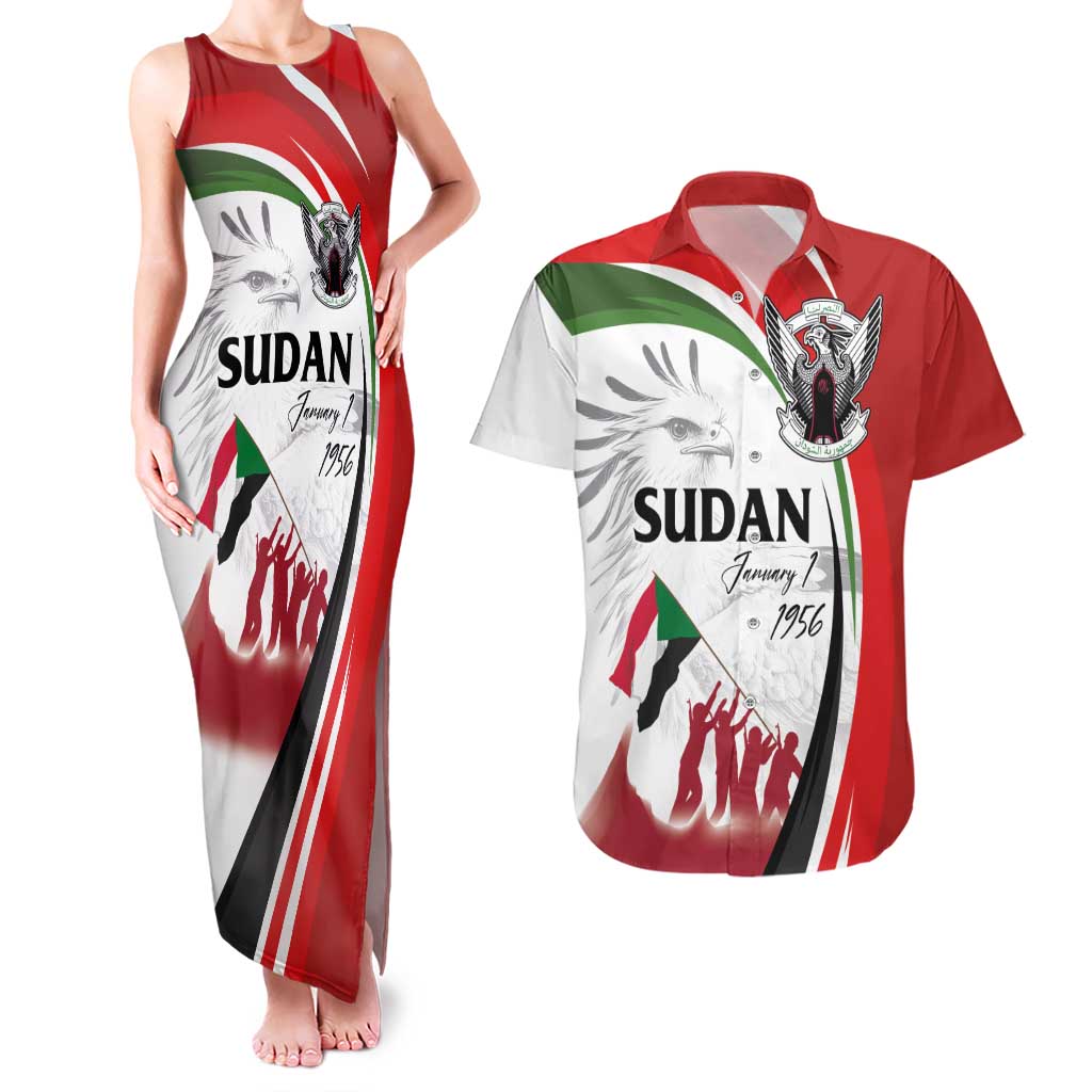 Sudan Independence Day Couples Matching Tank Maxi Dress and Hawaiian Shirt Victory is Ours - Soldiers of the Homeland - Wonder Print Shop