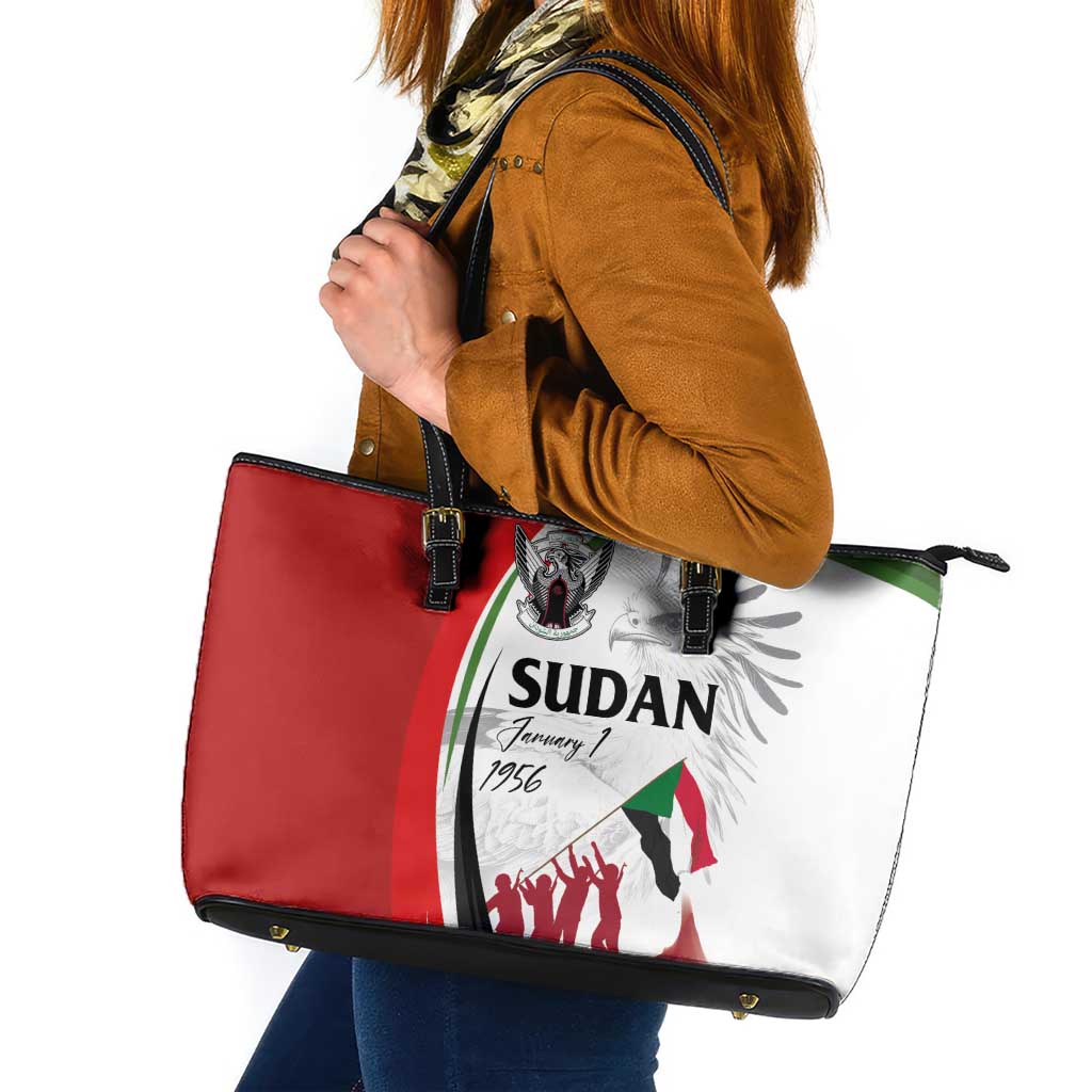 Sudan Independence Day Leather Tote Bag Victory is Ours - Soldiers of the Homeland - Wonder Print Shop