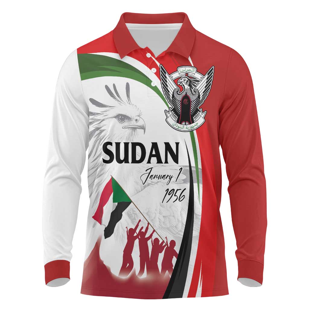 Sudan Independence Day Long Sleeve Polo Shirt Victory is Ours - Soldiers of the Homeland - Wonder Print Shop