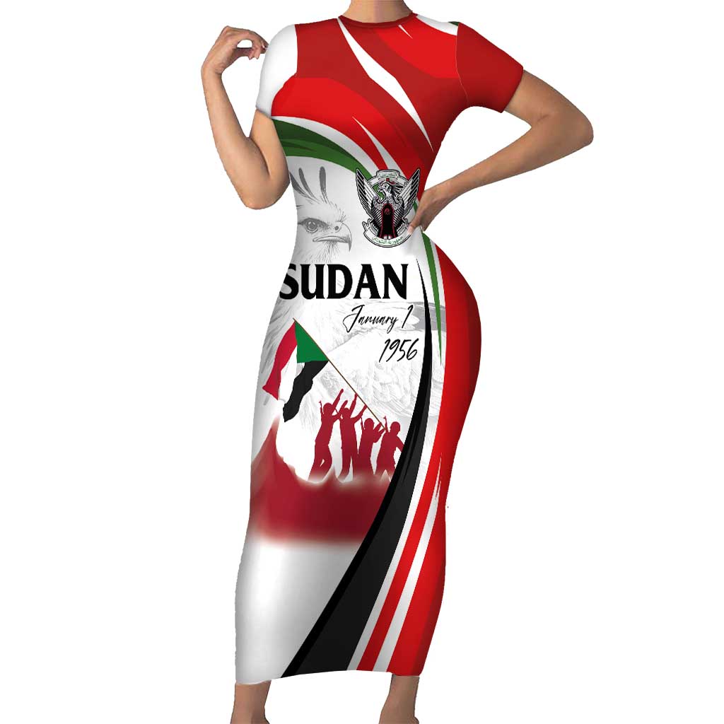 Sudan Independence Day Short Sleeve Bodycon Dress Victory is Ours - Soldiers of the Homeland - Wonder Print Shop