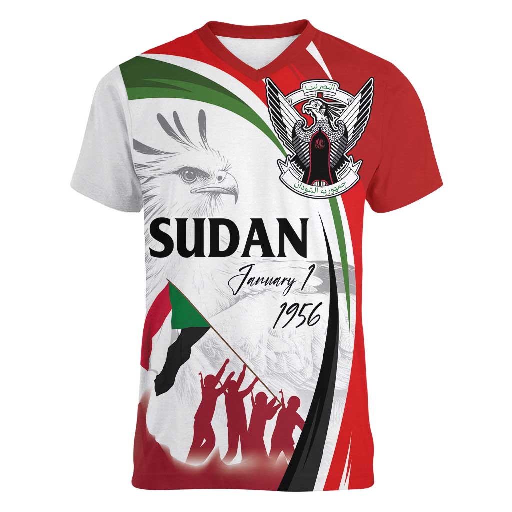 Sudan Independence Day Women V-Neck T-Shirt Victory is Ours - Soldiers of the Homeland - Wonder Print Shop