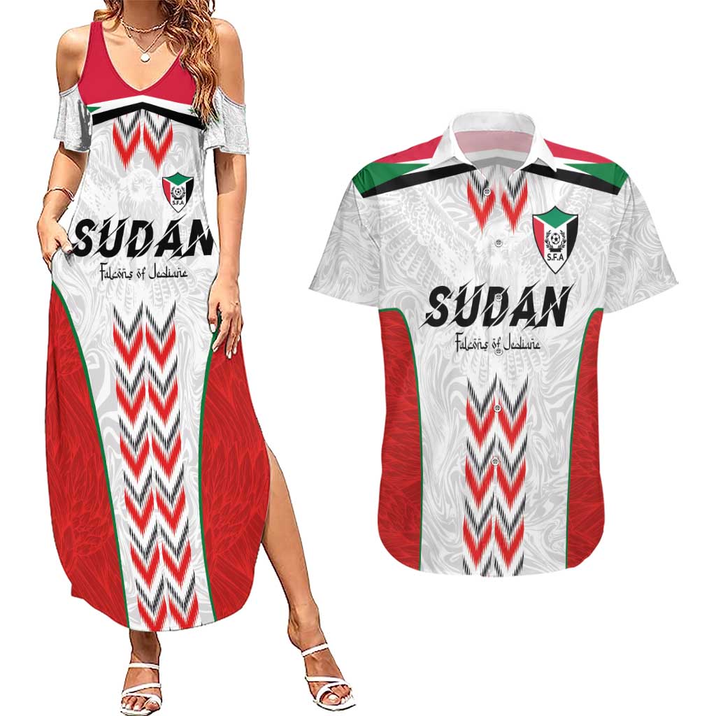 Custom Sudan Football Couples Matching Summer Maxi Dress and Hawaiian Shirt Falcons of Jediane - Wings of Victory - Wonder Print Shop