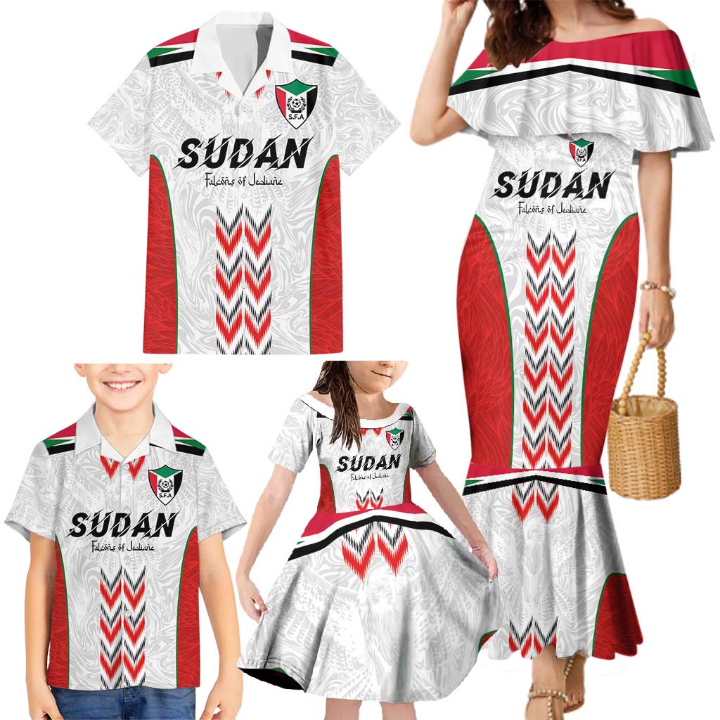 Custom Sudan Football Family Matching Mermaid Dress and Hawaiian Shirt Falcons of Jediane - Wings of Victory - Wonder Print Shop