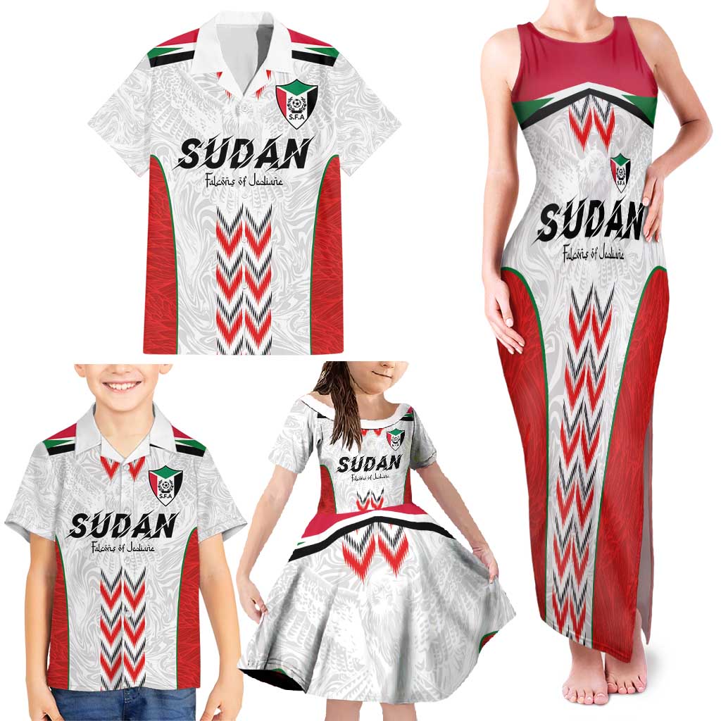 Custom Sudan Football Family Matching Tank Maxi Dress and Hawaiian Shirt Falcons of Jediane - Wings of Victory - Wonder Print Shop