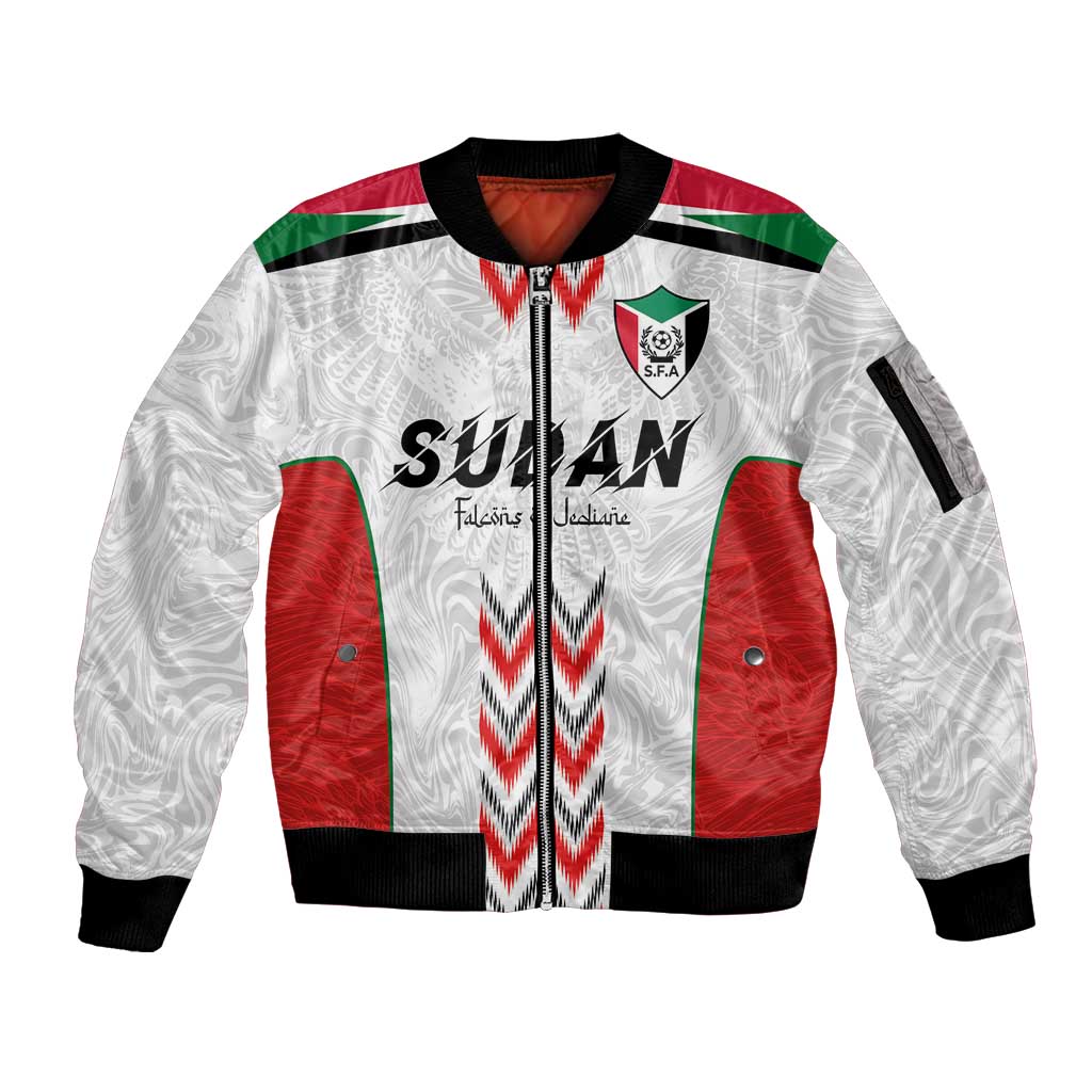 Custom Sudan Football Sleeve Zip Bomber Jacket Falcons of Jediane - Wings of Victory - Wonder Print Shop