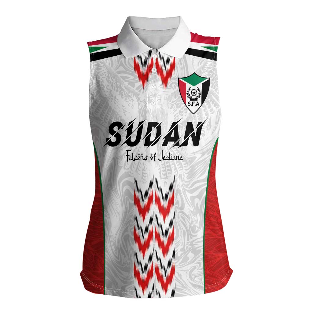 Custom Sudan Football Women Sleeveless Polo Shirt Falcons of Jediane - Wings of Victory - Wonder Print Shop