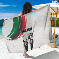 Light gray Juneteenth sarong with large red/green brush graphic and your text