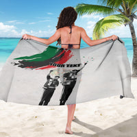 Light gray Juneteenth sarong, back view, black-and-white figures with your text